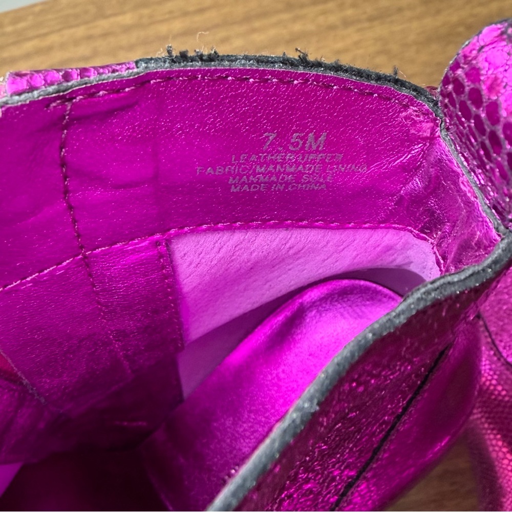 Gianni Bini Pink Metallic Ankle Boots Pointed Toe Stiletto Heels 7.5 - Picture 4 of 12